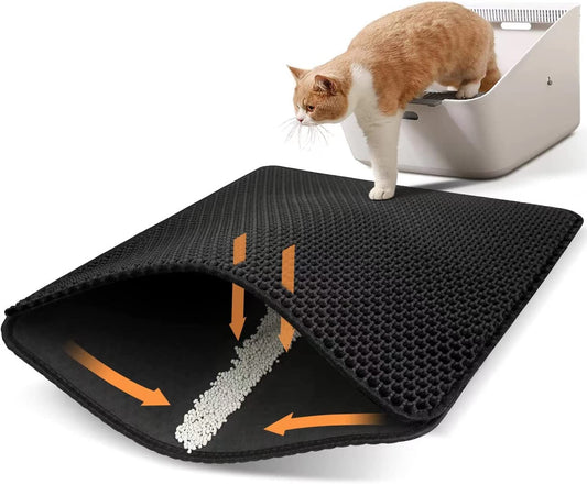 Cat Litter Mat - Honeycomb Double Layer Design, Waterproof, and Easy to Clean