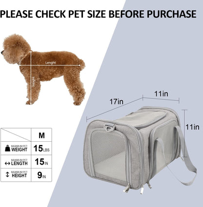 Paw-some Pet Carrier: TSA-Approved Cozy Cab for Cats and Pups up to 15 lbs – Soft, Collapsible, Travel-Ready!