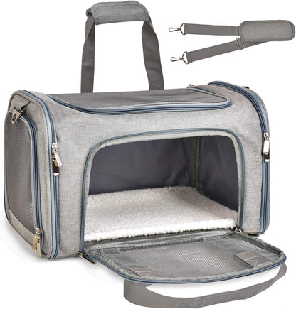 Paw-some Pet Carrier: TSA-Approved Cozy Cab for Cats and Pups up to 15 lbs – Soft, Collapsible, Travel-Ready!