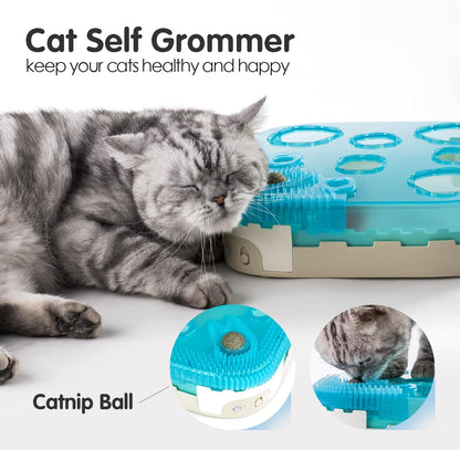 Cat Toy,7-In-1 Automatic Interactive Kitten Toys Pack,Rolling Ball,Cat Feather Wand,Catnip Ball,Cat Self Grommer,Cardboard Cat House,Rechargeable,Paw Palace for Indoor Cats